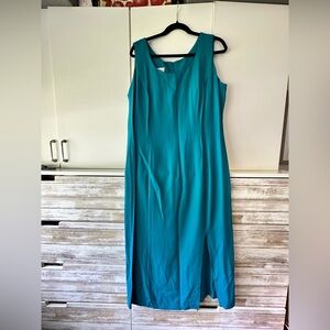 S.L. Fashions Teal Sleeveless Sheath Maxi Dress